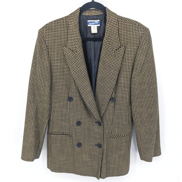 Pendleton Jackets & Blazers - Vintage Pendleton Wool Blend Blazer Women 12 Classic Houndstooth Academia Office